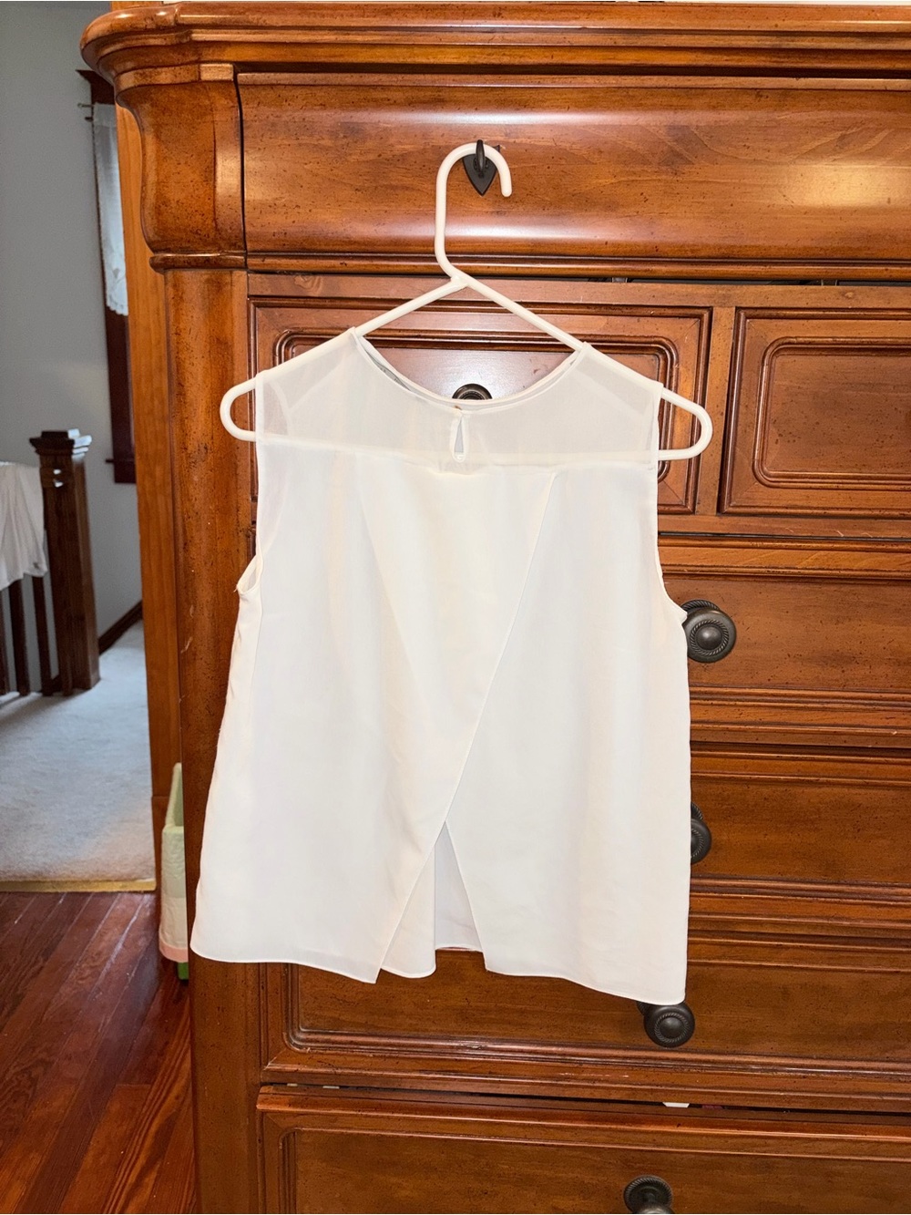 Zara Basic White Sleeveless Chiffon Blouse Open Back Overlay Top Size M - Picture 2 of 5